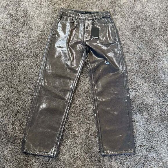 NWT Bershka Metallic Baggy Jeans Size‎ US 30  Party Festival Y2K - Picture 1 of 9